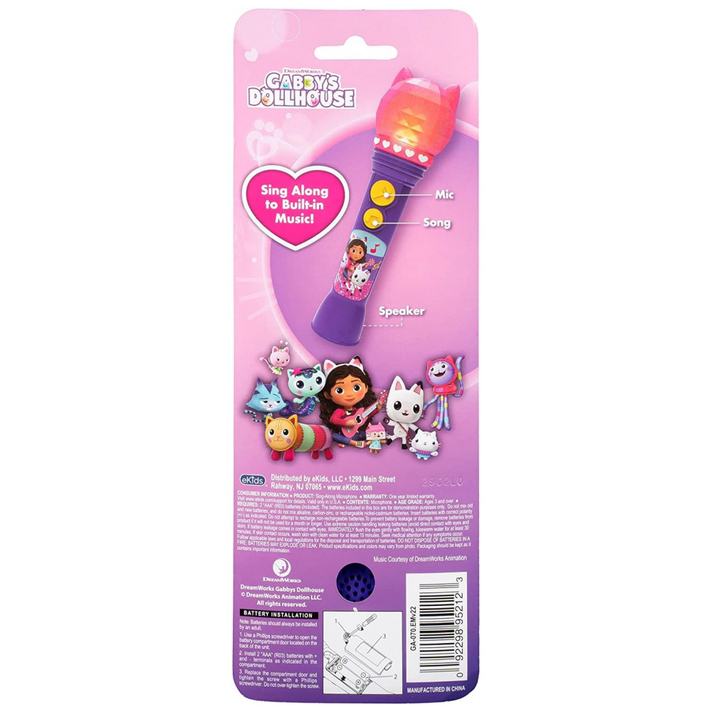 Microfone de Brinquedo DreamWorks Gabbys Dollhouse para Crianças, Brinquedo Musical para Meninas com Canção Incorporada, eKids - Imagem 7