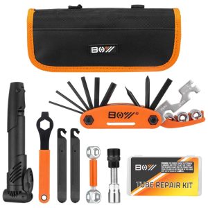Kit de Reparo Emergencial de Bicicleta e Bolsa de Transporte 16 Funções XCH ROBOTS Preto