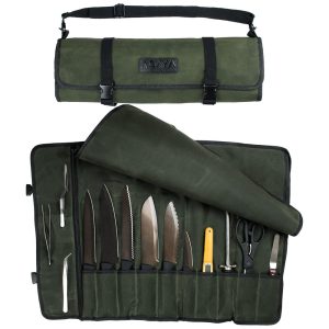 Asaya Estojo Bolsa Portátil para Facas com 10 Slots Facas não Incluídas Verde