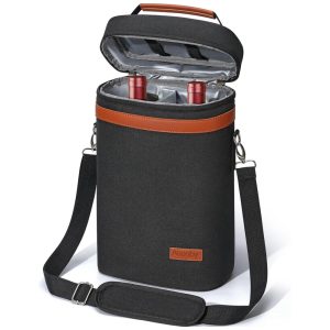 Bolsa Térmica Porta Garrafas de Vinho Aoonby - Ideal para Viagens Praia e Festas - Preta