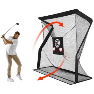 Rede de Treino para Golfe de 24m x 24m com Retorno Automático de Bola e Equipada com Vários Alvos Estrategicamente Posicionados para Melhorar suas Habilidades Houseables Preta