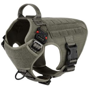 ICEFANG Arreio Tático para Cães com 2 Fivelas de Metal Médio Verde