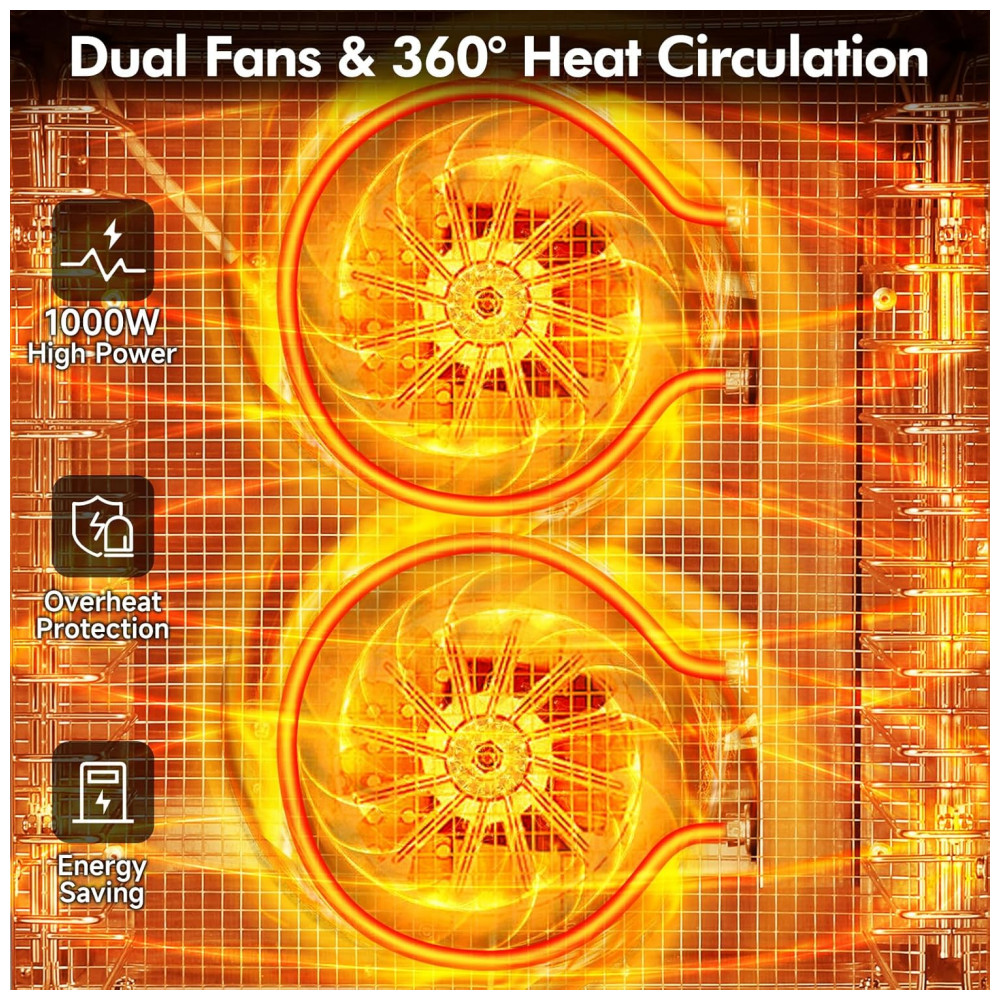 Desidratador de Alimentos SUCISENI com 12 Bandejas de Aço Inoxidável, 1000W, Timer de 24 Horas e Controle de Temperatura 195°C, Ideal para Jerky, - Imagem 4