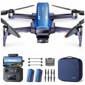 Drone V11PRO com Câmera 8K para Adultos Gimbal 3 Eixos Vídeo 4K/30fps Sensor CMOS Voo de 80 Minutos Transmissão de 6km Veeniix Azul