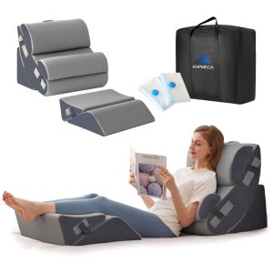 Conjunto de 6 Travesseiros Ortopédicos de Espuma viscoelástica Pós-CIrúrgico para Alívio da Dor nas Costas Ahpmeoa Cinza