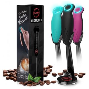 Espumador de Leite Elétrico9 Portátil Movido a Pilhas com Suporte YOSHIFUL Preto