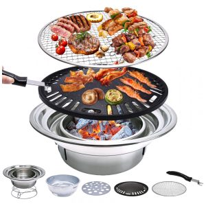 Churrasqueira a Carvão de Mesa Portátil e Multifuncional PRIMST Preto