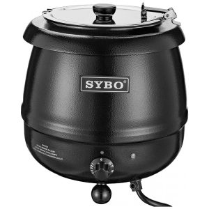 Caldeirão Elétrico Profissional para Sopa 10 Litros com Controle de Temperatura em Aço Inoxidável 110V 400W SYBO Preto