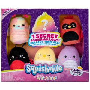 Kit 6 Pelúcias Squishmallows de 5 cm para Crianças Squishville SQM0331 Colorido