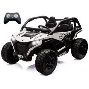 Carrinho Elétrico Infantil 4x4 Sopbost XL 24V 10Ah 2 Lugares 4 Motores 75W Controle Remoto Suspensão Molas Bluetooth Branco
