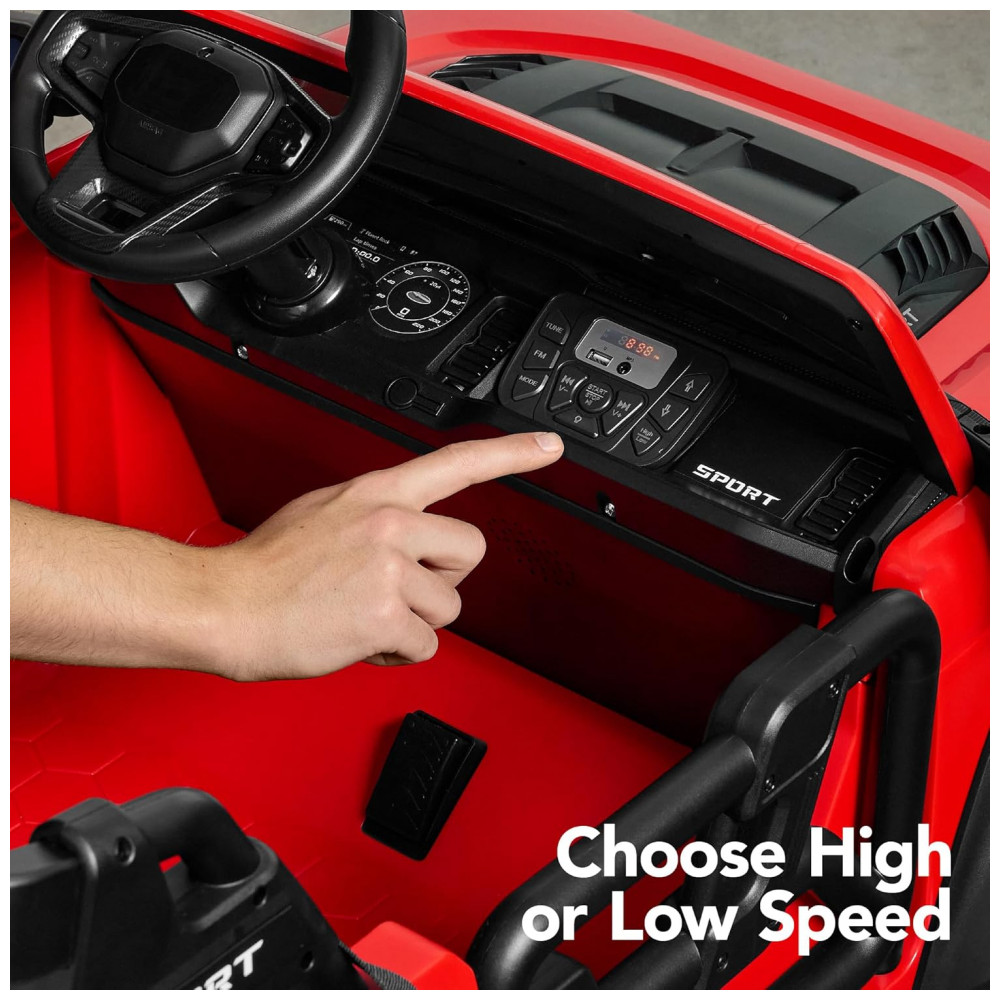 Carro Elétrico Infantil Best Choice Products 24V Vermelho, Caminhão 2 Lugares, com Controle Remoto, Bluetooth, Luzes LED e Capacidade para 60 kg - Imagem 6