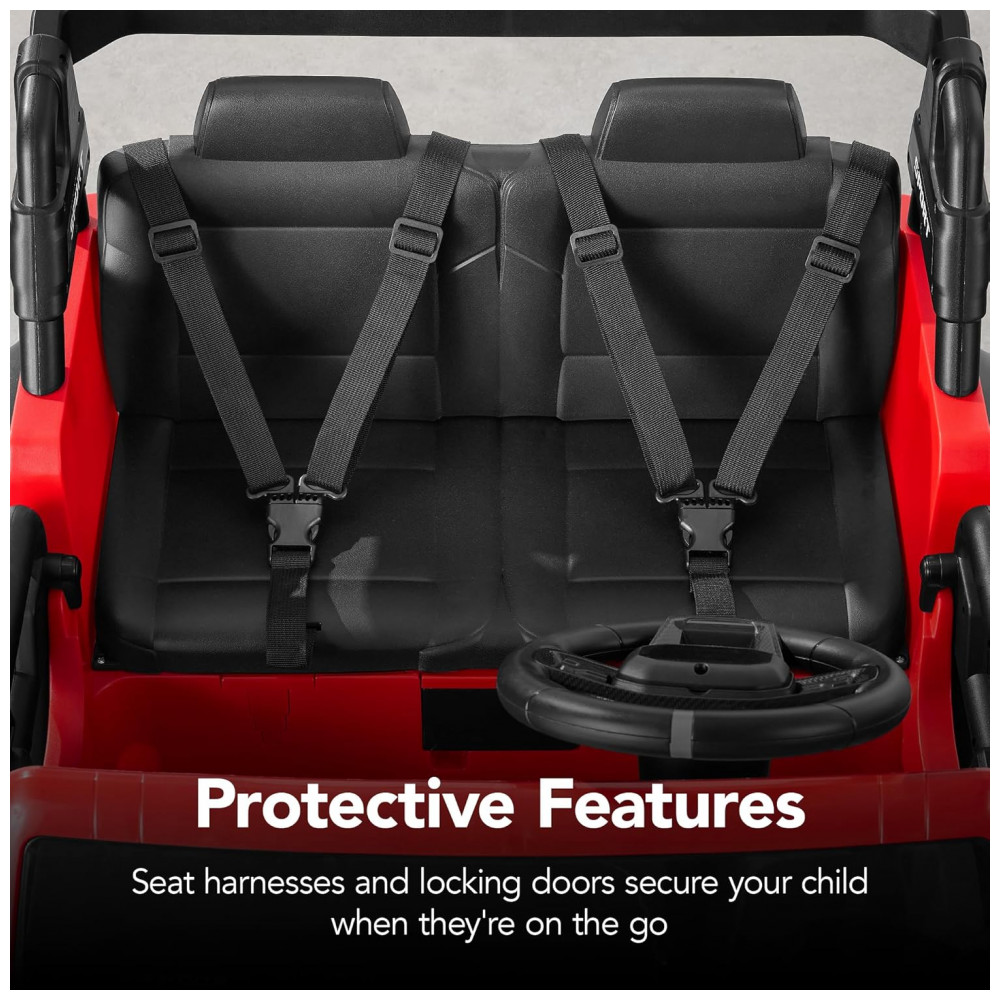 Carro Elétrico Infantil Best Choice Products 24V Vermelho, Caminhão 2 Lugares, com Controle Remoto, Bluetooth, Luzes LED e Capacidade para 60 kg - Imagem 7