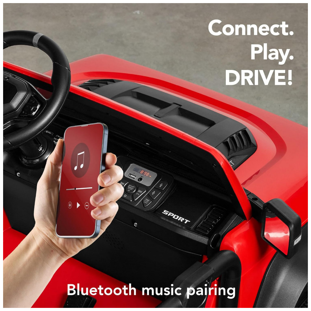 Carro Elétrico Infantil Best Choice Products 24V Vermelho, Caminhão 2 Lugares, com Controle Remoto, Bluetooth, Luzes LED e Capacidade para 60 kg - Imagem 8