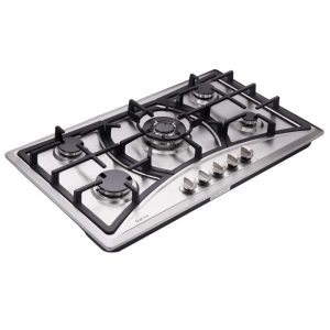 Cooktop a gás 5 bocas Deli-Kit inox escovado embutir dupla alimentação queimador triplo 110V