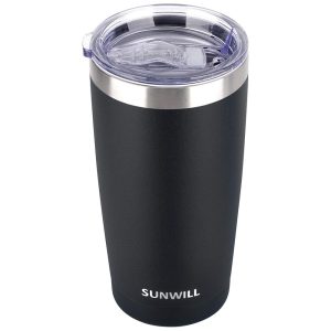 Copo Térmico 600 mL para Cerveja Café com Isolamento a Vácuo SUNWILL Preto