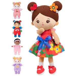 Boneca de Pelúcia Fofinha OUOZZZ para Meninas - Primeira Boneca Hispânica para Menores de 2 Anos - Marrom Macia e Dorminhoca