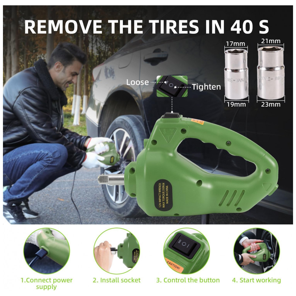 Macaco Elétrico Portátil EFFIROSO de 5 Toneladas 12V Kit de Macaco Hidráulico com Chave de Impacto Inflador de Pneus para Reparo de Emergência - Imagem 4