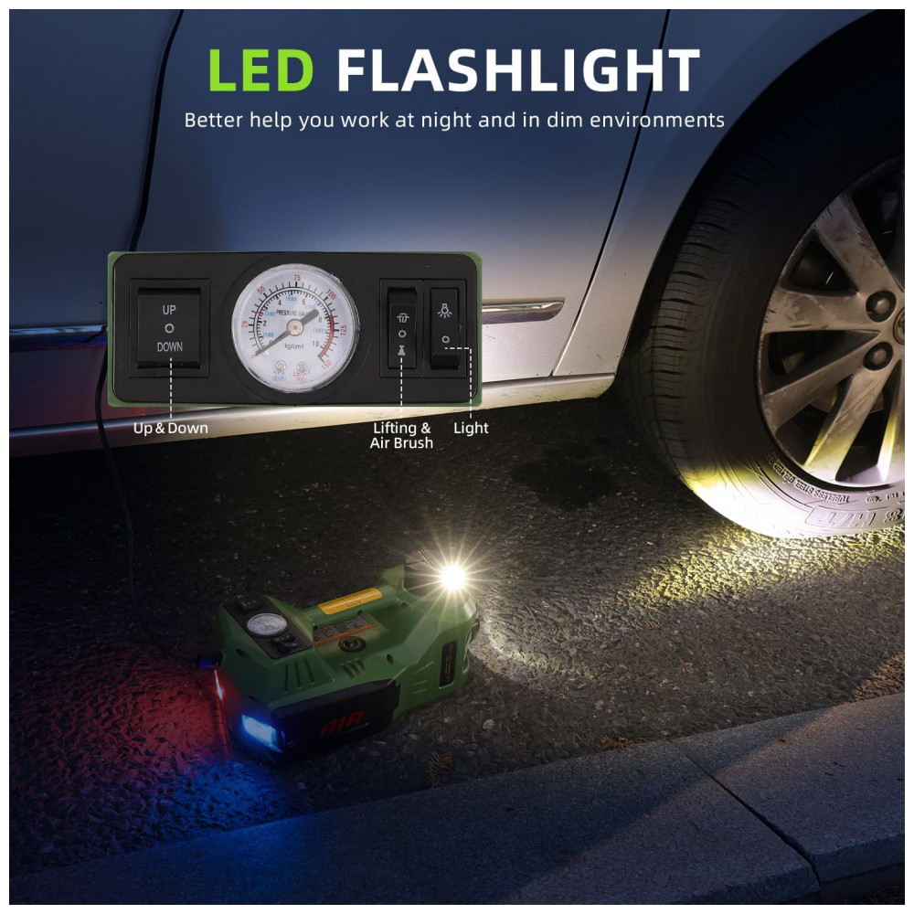 Macaco Elétrico Portátil EFFIROSO de 5 Toneladas 12V Kit de Macaco Hidráulico com Chave de Impacto Inflador de Pneus para Reparo de Emergência - Imagem 7