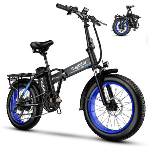 Bicicleta Elétrica Dobrável bluebiko F6B com Motor Brushless 750W (Pico 1000W) Bateria Removível 48V 20Ah Freios a Disco Duplos e Sistema de Transmissão 7 Velocidades e autonomia de 128km Azul e Preto F6F