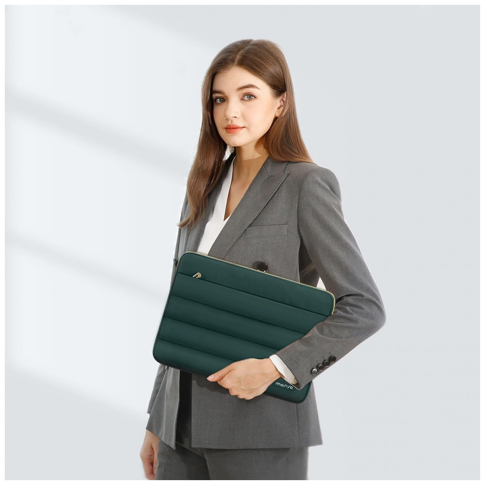 MOSISO Estojo Puffy para Laptop 13-13,3" Compatível com MacBook Air/Pro 13-14, HP, Dell, ASUS, Lenovo, Bolsa Horizontal com Estojo Pequeno, Verde Pavão - Imagem 6