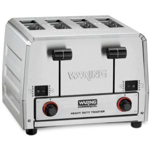 Torradeira em Aço Inoxidável de 4 Fatias com Plugue de 6 a 15 Fases 240V 2700W Waring WCT855 Prata
