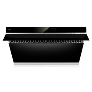 Coifa de parede ou embutir 91cm FOTILE preta vidro temperado inclinado dupla sucção motor duplo LED comando por toque 110V