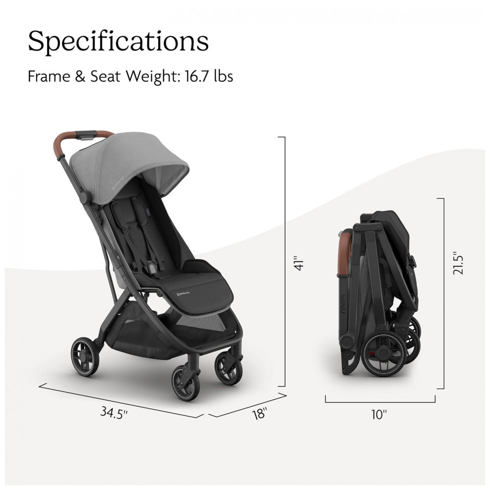 Carrinho de Bebê UPPAbaby Minu V3 Greyson Cinza Carvão Leve Compacto Dobrável com Uma Mão Desde o Nascimento Capota Extensível - Imagem 7