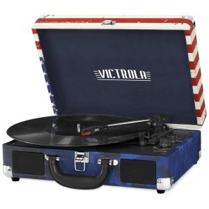 Vitrola Toca Discos 3 Velocidades Entrada AUX 45 RPM 110v VICTROLA VSC 550BT USA Azul