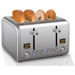 Torradeira Elétrica 4 Fatias com 7 Níveis de Tostagem 1800W 110v SEEDEEM Prateado