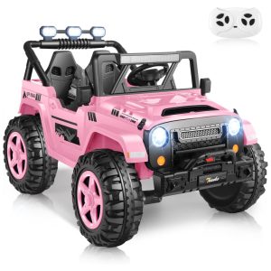 Carro Elétrico Infantil Jeep com Controle Remoto 2 Lugares Assento Extra Largo Rodas com Maior Durabilidade e Luz LED 24V Hikole Rosa Claro