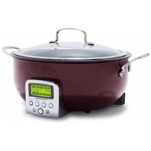 Panela Elétrica GreenPan Essential Smart 6QT 120V com 10 Modos Programáveis Revestimento Cerâmico Antiadherente e Tampa de Vidro - Cor Fantasy Fig