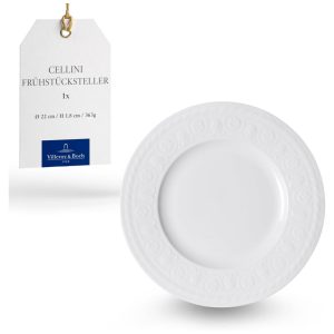 Prato para Salada ou Aperitivo de 22 cm Mais Elegância em Sua Mesa com Estilo Clássico Formato Redondo e Material de Porcelana Villeroy Boch Branco
