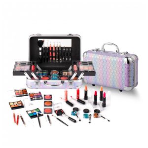 Kit de Maquiagem Tudo em Um Hot Sugar Coração Roxo para Iniciantes 59 Itens Sombras Blush Batom Gloss Pincéis Espelho Completo para Adolescentes 10-12 Anos