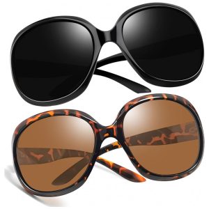 Óculos de Sol Feminino Polarizados com Proteção UV Joopin D02 2 Unidades Preto e Marrom Tartaruga