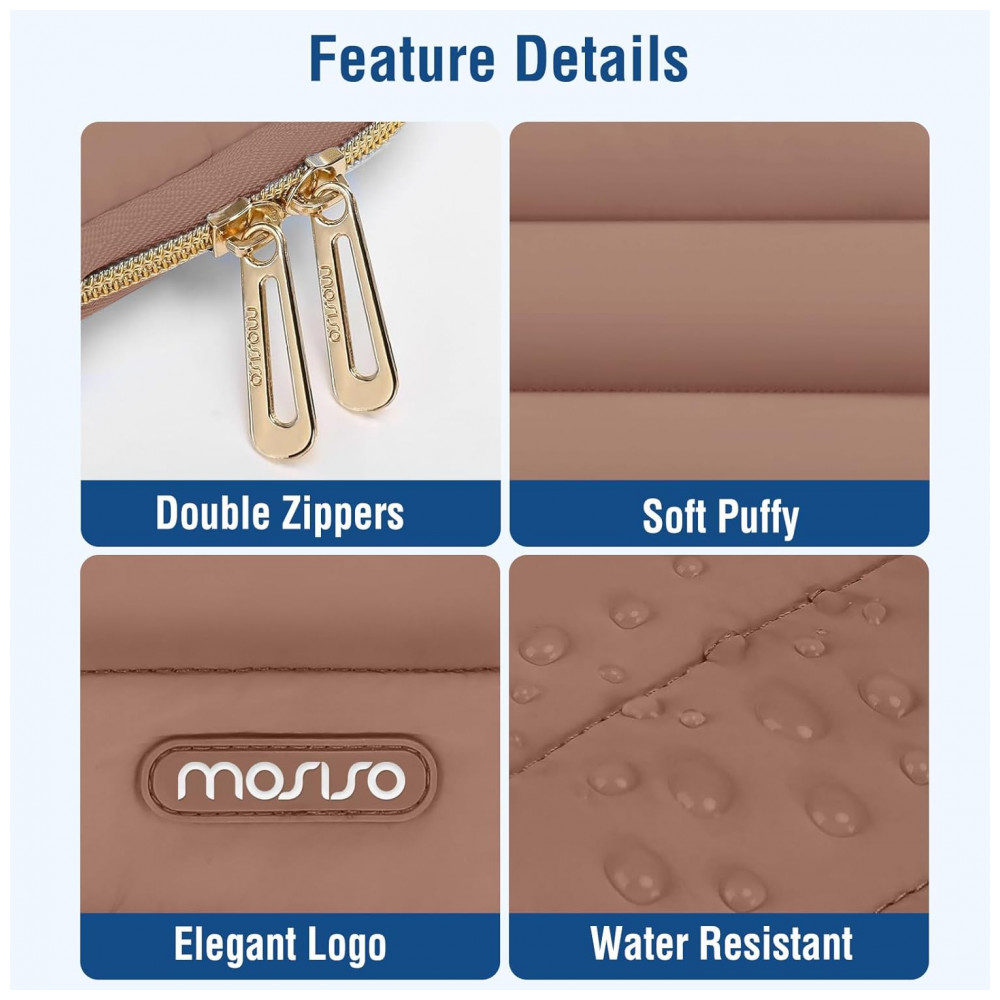 MOSISO Sleeve 13-13.3" para Laptop com Bolsa Pequena, Mocha, Compatível com MacBook Air/Pro, HP, Dell, Lenovo e ASUS - Imagem 3