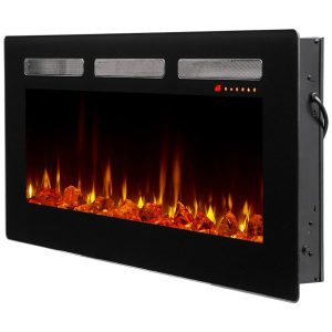 Lareira Elétrica de Embutir A49x121L cm com Controle Remoto Chamas Realistas e Cama de Brasa Ajustável 110V 1400W Dimplex Preta