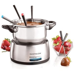 Panela Elétrica de Fondue Capacidade 1.5L 6 Garfos 1200W 110v NOSTALGIA FPS200 Prateado