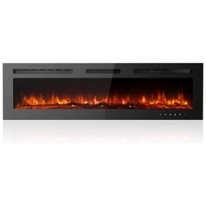 Lareira Elétrica de Embutir A43x152L com Controle Remoto 110V 1500W Maxhonor Preta