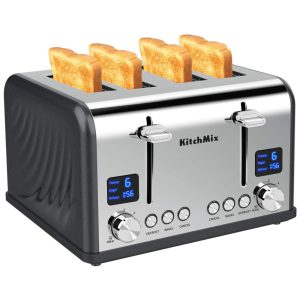 KitchMix Torradeira de 4 Fatias com Temporizador LCD 1650W 110V Vermelha