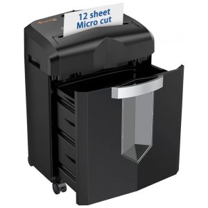 Triturador de Papel Bonsaii 12 Folhas Corte Micro 60 Minutos Contínuos para Casa/Escritório 16 litros Preta