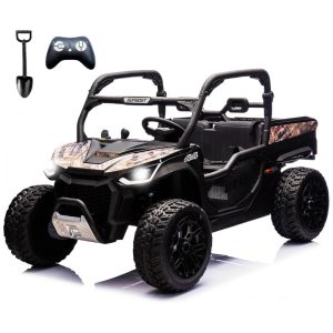 UTV Infantil Elétrico Sopbost Camuflado 24V 2 Lugares 4 Motores 75W Caçamba Grande Automática 4WD Pneus EVA Controle Bluetooth 10Ah