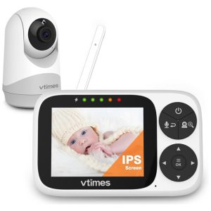 Babá Eletrônica com Câmera e Áudio Tela IPS Modo VOX e Visão Noturna VTimes Branca