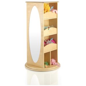 Armário infantil giratório para fantasias Guidecraft Rotating Dress Up Storage Natural com prateleiras cabideiro e espelhos