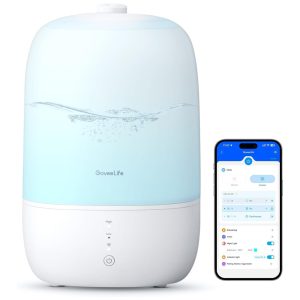 Umidificador 3L com Difusor de Óleo Essencial Luz Noturna Controle de Umidade Controle por APP e Compatível com Alexa 110V 19W GoveeLife H7140 Branco