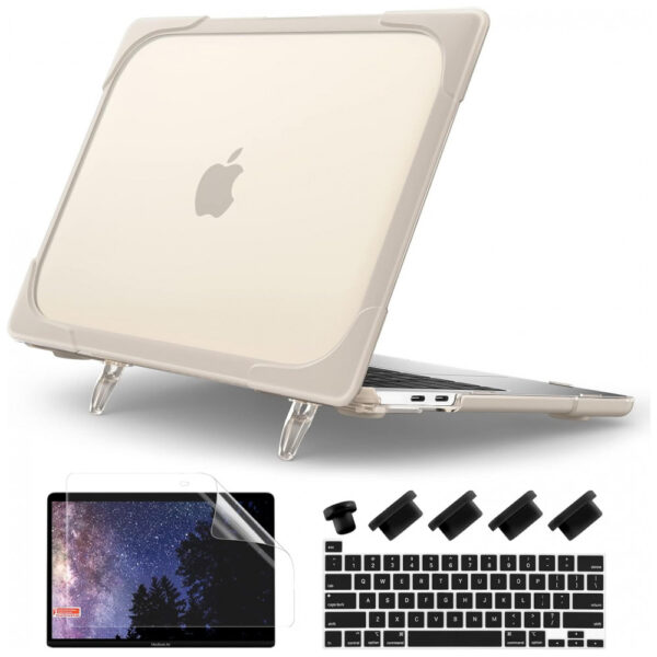 Capa Rígida Batianda para MacBook Pro 13" – Modelos A2289, A2251, A2338 M1/M2 com Suporte Dobrável, Tampa de Teclado e Película de Tela – Cáqui