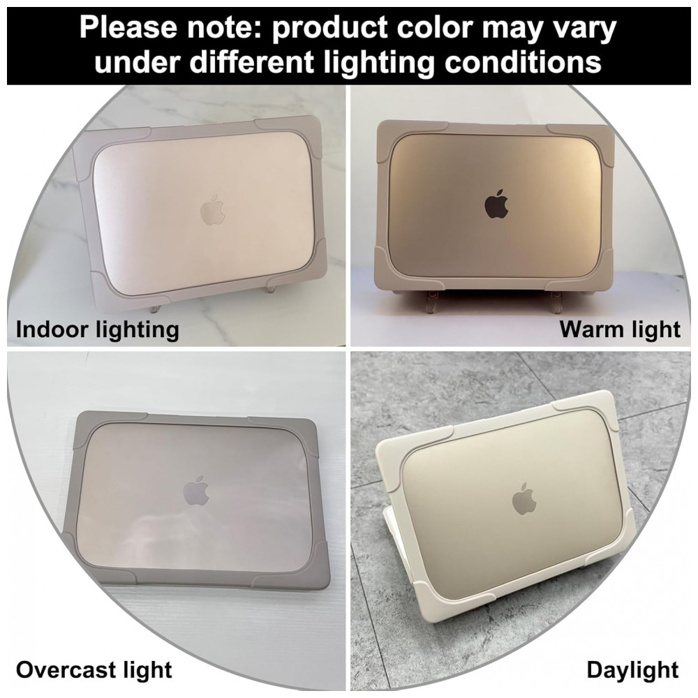 Capa Rígida Batianda para MacBook Pro 13" – Modelos A2289 A2251 A2338 M1/M2 com Suporte Dobrável Tampa de Teclado e Película de Tela – Cáqui - Imagem 8