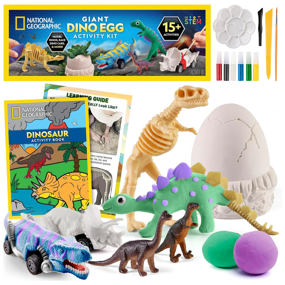 Giant Dinosaur Egg Activity Kit Multicolorido – 15+ Atividades de Dinossauros e Escavação, National Geographic
