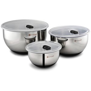 Conjunto de Tigelas e a 5 Litros em Aço Inoxidável com Vedação a Vácuo e Base Antiderrapante HexClad