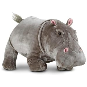Pelúcia Hipopótamo 60 cm de Comprimento com Design Realista para Crianças Acima de 3 Anos Melissa & Doug Cinza