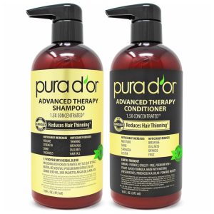 Shampoo e Condicionador Óleo de Argan Todos os Tipos de Cabelos Homens Mulheres 473ml PURA DOR SGB0716LTV5GUS Marrom Escuro